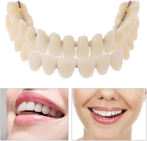 Temporary Fake Teeth for Women and Men, Cosmetic Denture Veneers for Upper and Lower Jaw, Nature and Comfortable Veneers to Regain Confident Smile