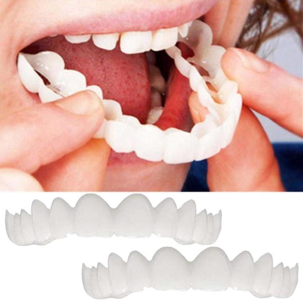 Fake Teeth. Cosmetic Denture Veneers for Upper and Lower Jaw, Nature and Comfortable Veneers to Regain Confident Smile