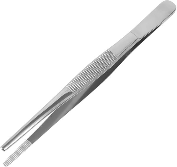 Surgical Tweezers and Dressing Forceps, 5.5 inches long, Serrated, Stainless Steel